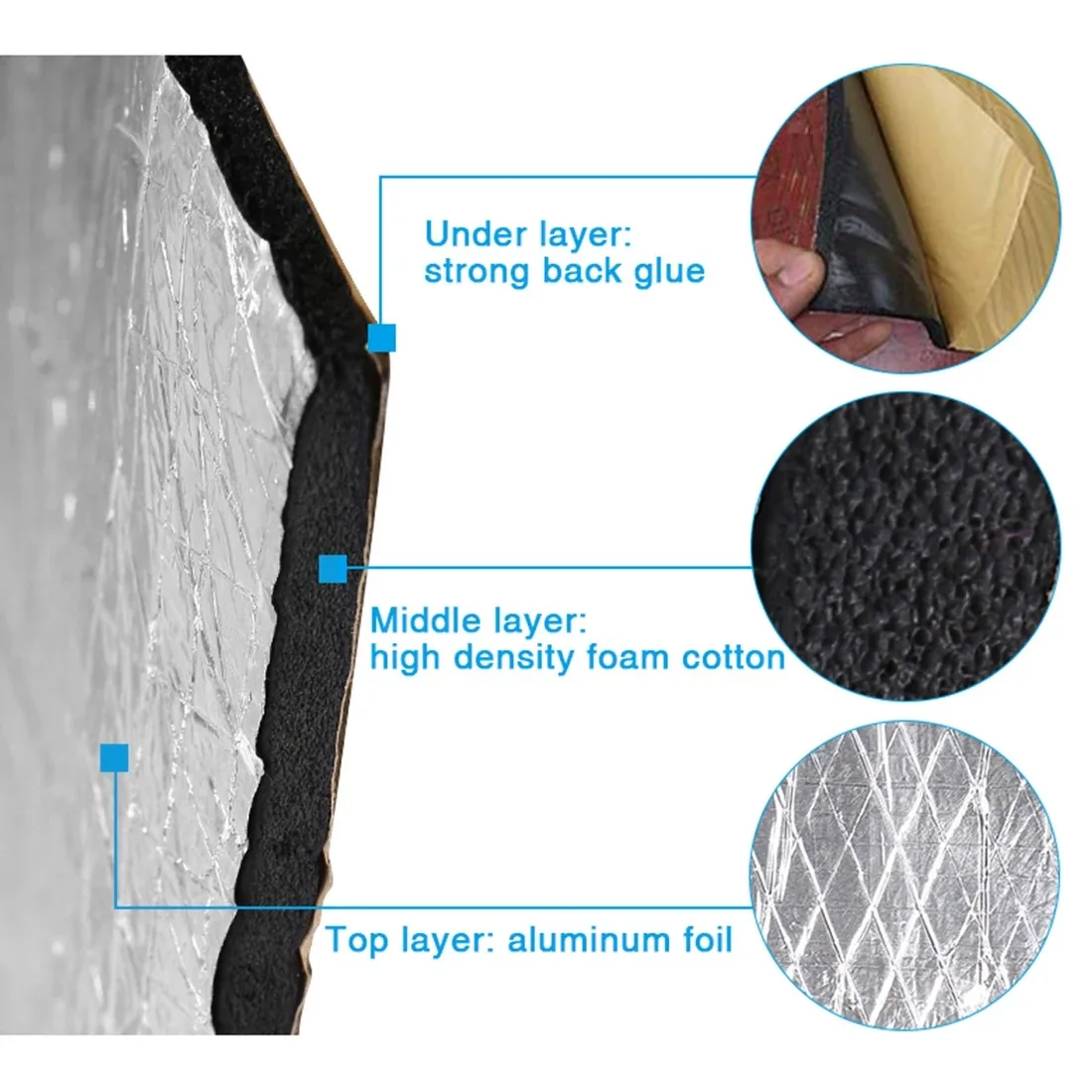 3PCS Sound Deadener Heat Insulation Mat Car Hood Tail Cover Armaflex Sound Proofing Deadening Insulation Pad