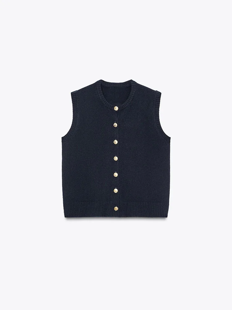 

Sexy Sweet Faionable 2025 Autumn New Women's Svel round Ne Button Vest Ethnic Stage Costume Ladies Premium Clothing