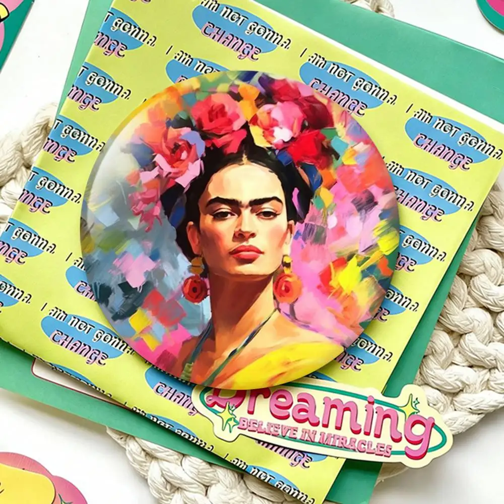 Art F-Frida K-Kahlo Badges 25 32 44 58 75 mm Round Fans Collect Friends Gifts Brooch Souvenir