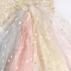 150cm Daisy Flower Embroidery Mesh French Mesh Lace Fabric DIY Curtain Baby Dress Wedding Gauze Fabric Handcrafted Accessories