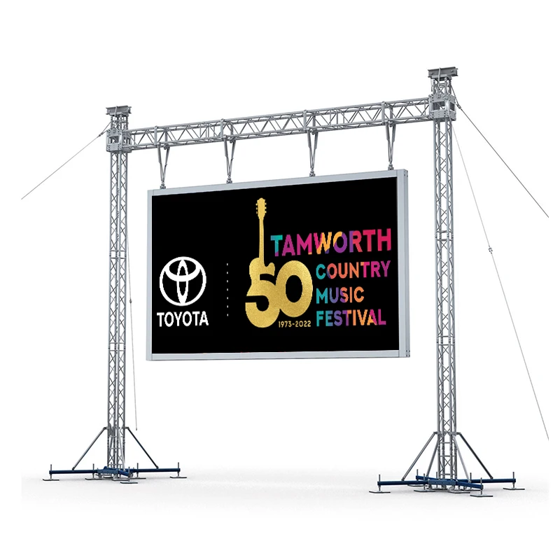 Cartellone pubblicitario con scaffale per segnaletica digitale con passo pixel da 7 m e display ad alta luminosità per videowall a LED per esterni per concerti sul palco