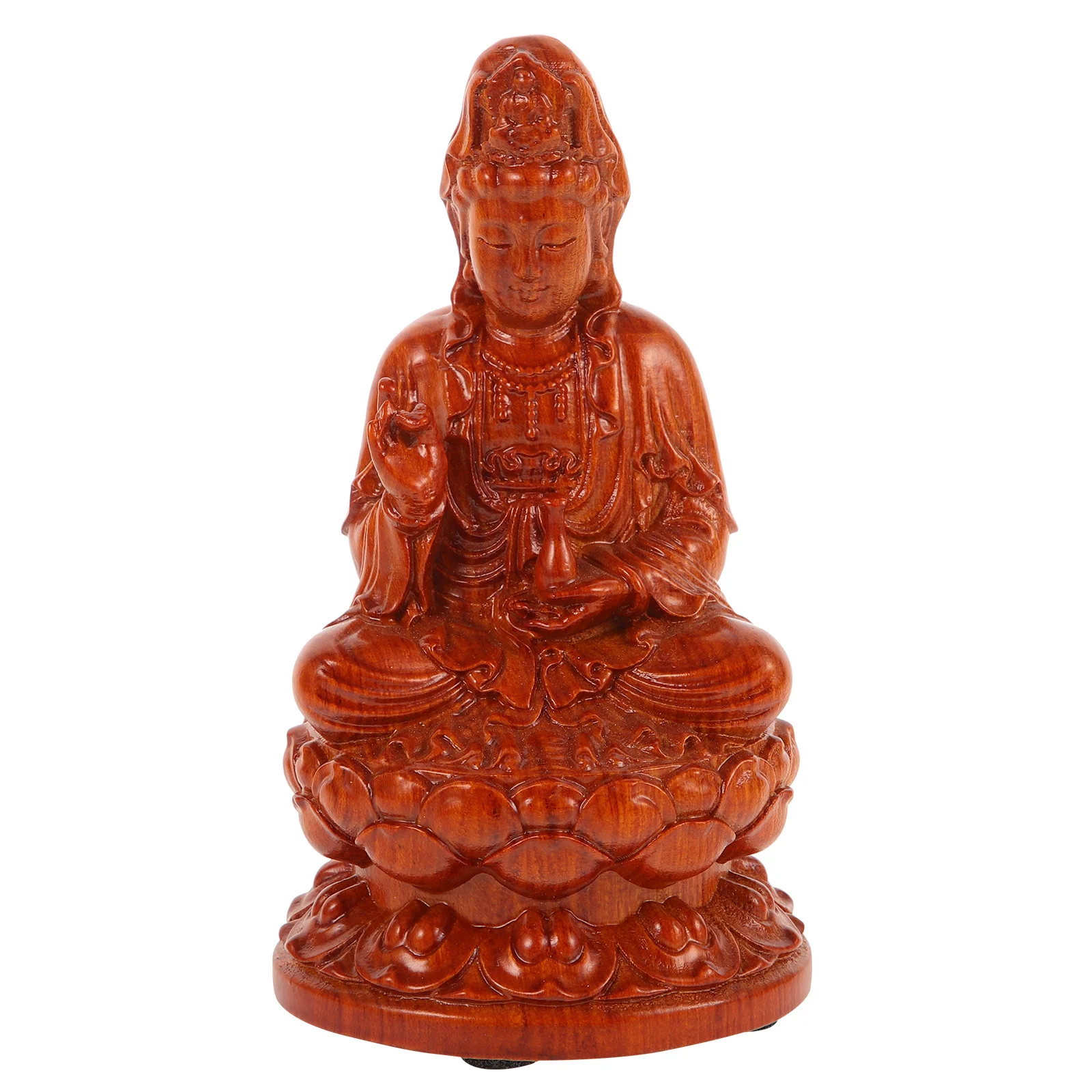 

Guanyin Buddha Statue Wooden Avalokitesvara Decorative Home Desk Ornament Vintage Room Decoration Small Tabletop Craft