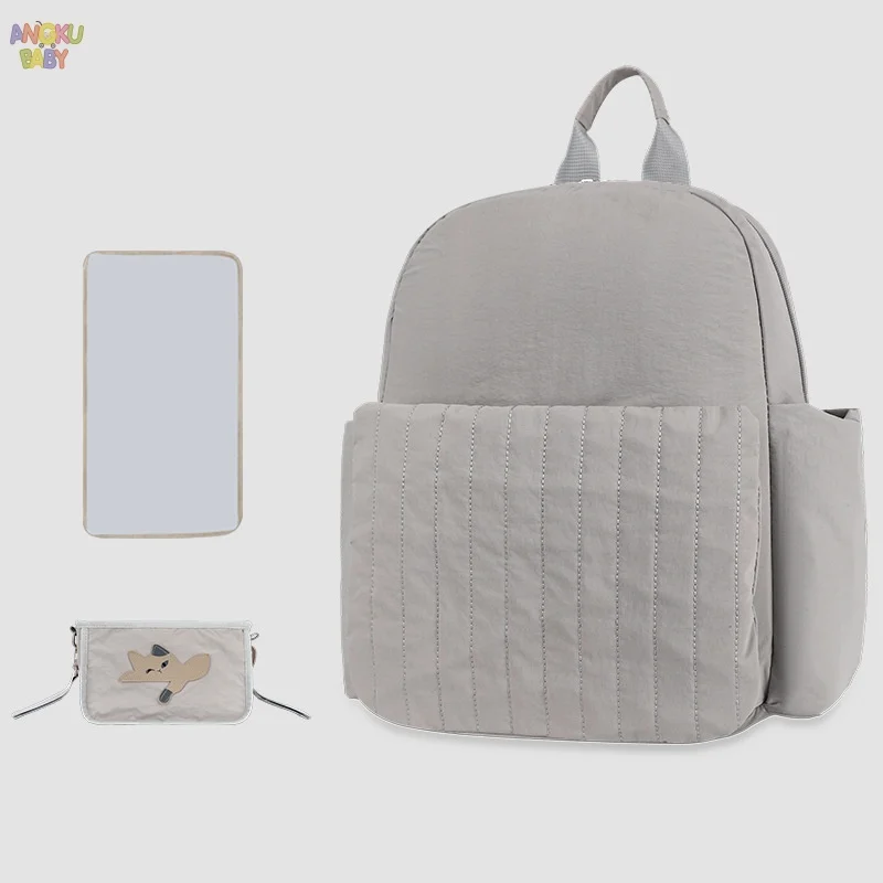 3-Piece Diaper Bag Set for Baby Waterproof Large Capacity Maternity Backpack with Stroller Hooks Breathable Baby Stroller Bag
