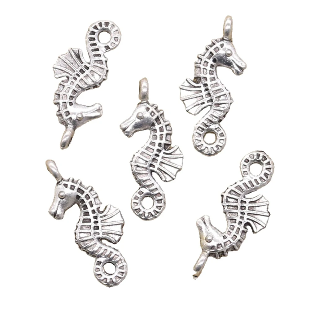 15pcs Charms Hippocampus Seahorse 23x11mm Antique Silver Color Plated Pendants Making DIY Handmade Tibetan Finding Jewelry