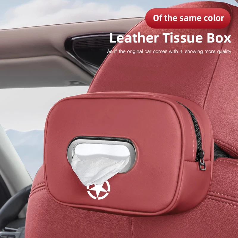 ستوكات الجلود مقعد السيارة الداخلي المحمولة درج الأنسجة صندوق الديكور ل Jeep Renegade البوصلة جراند شيروكي رانجلر-JK