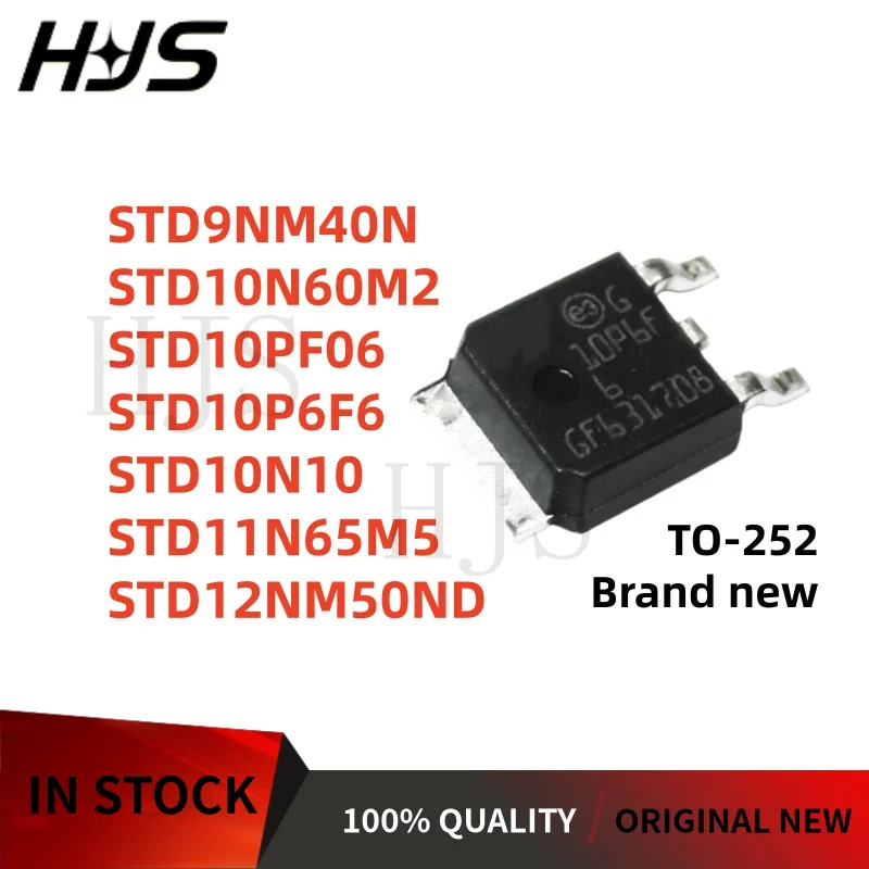 10Pcs STD11N65M5 STD10N60M2 STD10PF06 STD10P6F6 STD12NM50ND STD10N10 STD9NM40N TO-252 MOSFET tube NEW