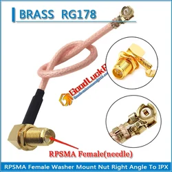 RPSMA RP-SMA RP SMA Female O-ring Washer Bulkhead Right Angle 90 Degree to UFL U.FL Female Pigtail Jumper RG178 Coaxial