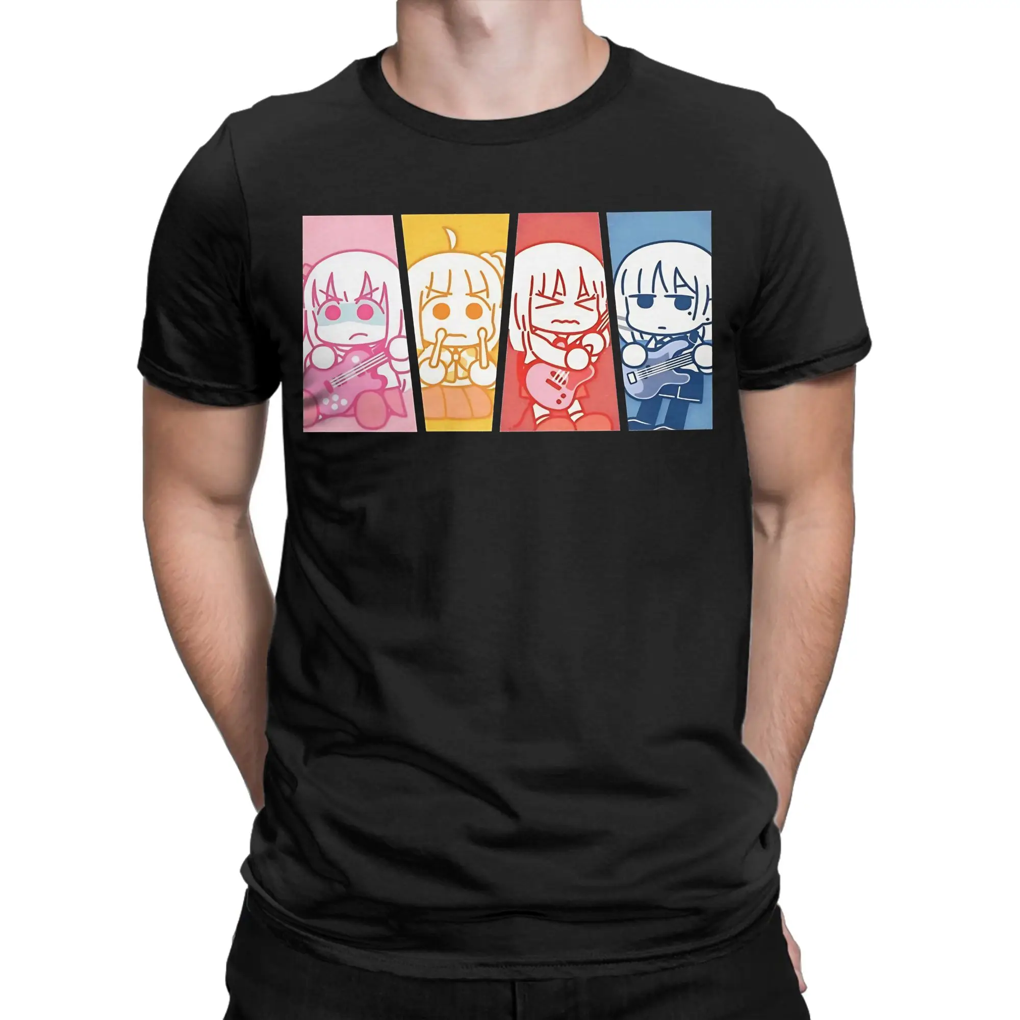 Four Member Band  Classic Bocchi the Rock Funny 100% Cotton T-Shirt Tops Tees For Men