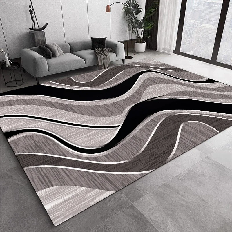 VIKAMA Modern Abstract Swirl Stripe Large Area Rug Non Slip Stain Resistant Floor Mat Living Room Bedroom Sofa Home Decor