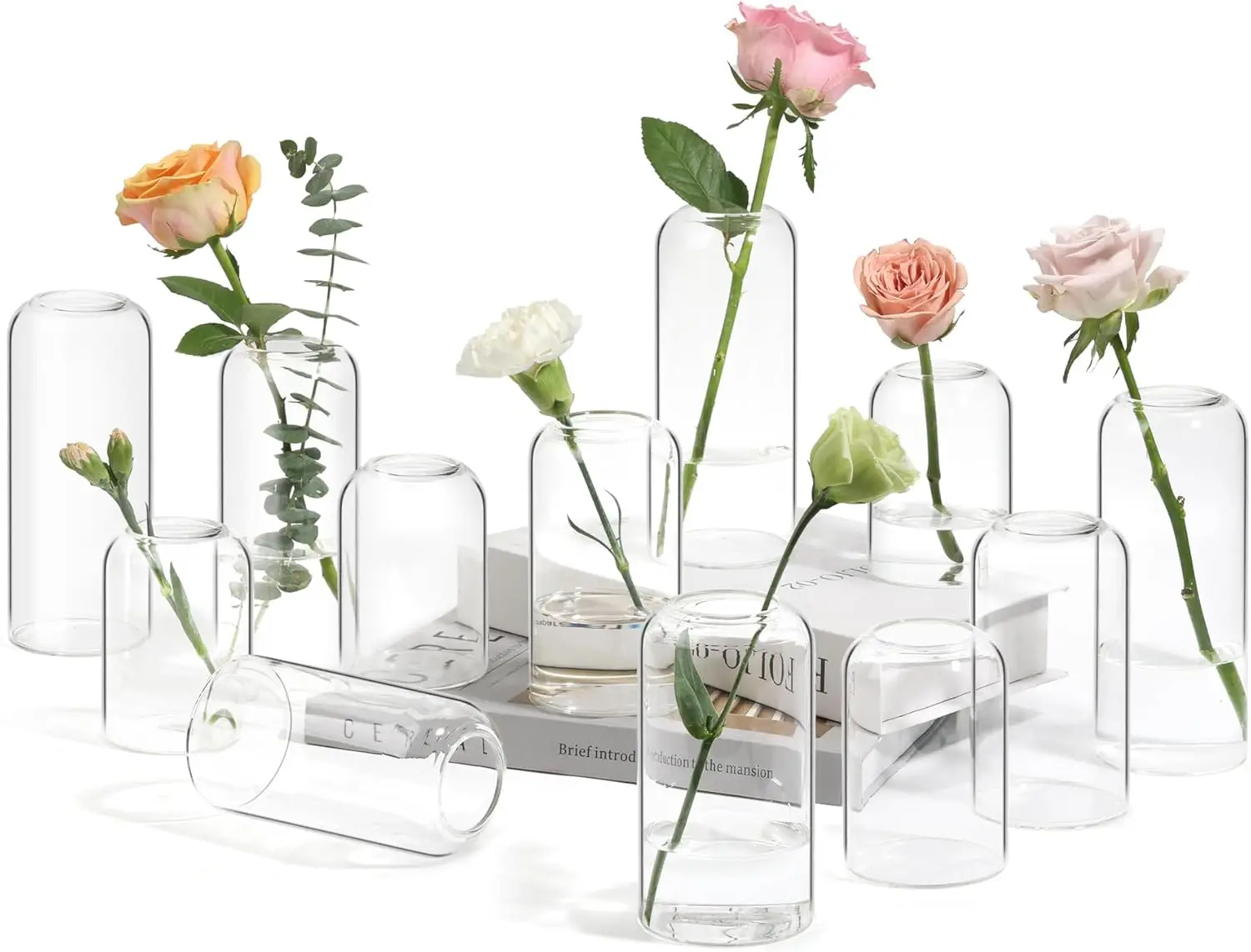 

Comsaf Small Flower Vase Set Of 12, Glass Bud Vases In Bulk, Clear Vases For Flower, Decor Centerpiece For Bathroom, Decorative