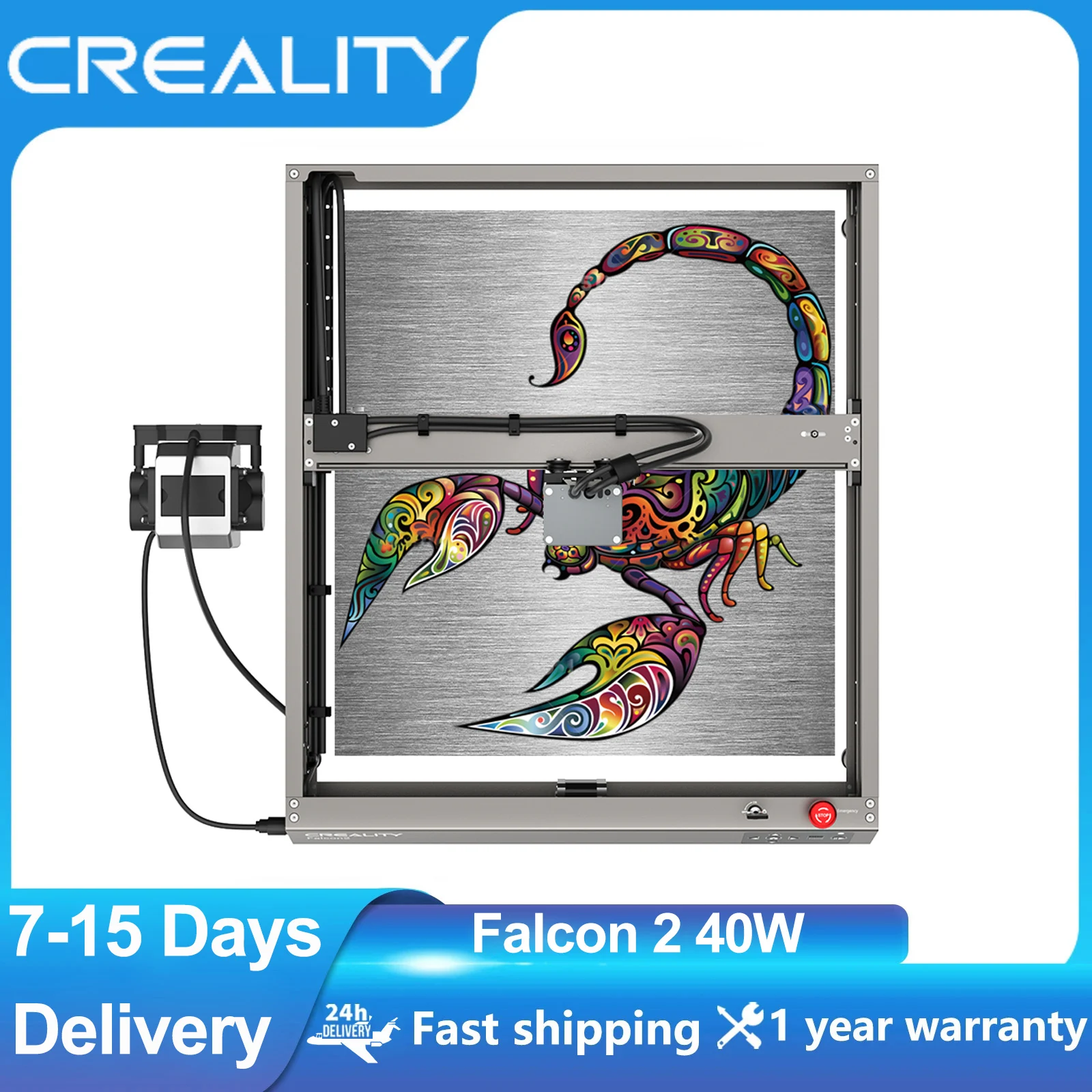 Creality Falcon 2 40W Laser Engraver Cutter with Air Assist Colorful DIY CNC Laser Engraving Machine 400mm*415mm Working Area