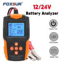 FOXSUR FBT200 12V 24V Smart Car Battery Tester LCD Battery Analyzer Test Tool Digital Analyzer For Car Truck Motorcycle Boat