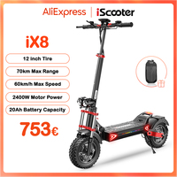 iScooter iX8 12 inch Electric Scooter 2400W Dual Motor Off Road Scooter 20Ah 60km/h Scooters 70km Max Range Foldable Scooters