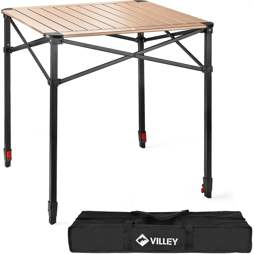 

olding Camping Square Table with Carry Bag, Lightweight Adjustable Square Table or Outdoor, Camping, Picnic, Backyards, BBQ, Lar