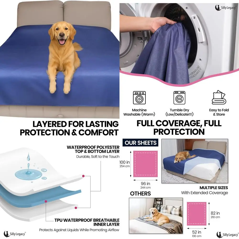 

Тонкий двусторонний водонепроницаемый защитный чехол SILLY LEGACY (размер короля, 100 x 96 дюймов), для домашних животных, младенцев; недержание, грязь, D