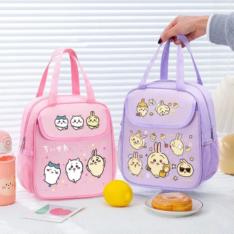 Chiikawaed Insulated Lunch Bag with Thick Aluminum Foil Portable Student Bento Bag Thermal Lunch Tote for School Office Work
