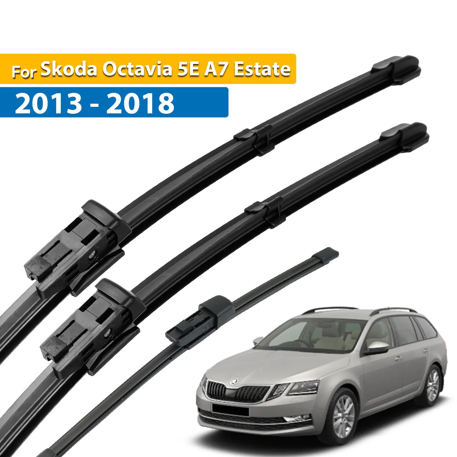 Zestaw piór wycieraczek przednich i tylnych Ericka do Skody Octavia 5E A7 Estate 2013-2018 Szyba przednia Szyba przednia 24 "19" 14"