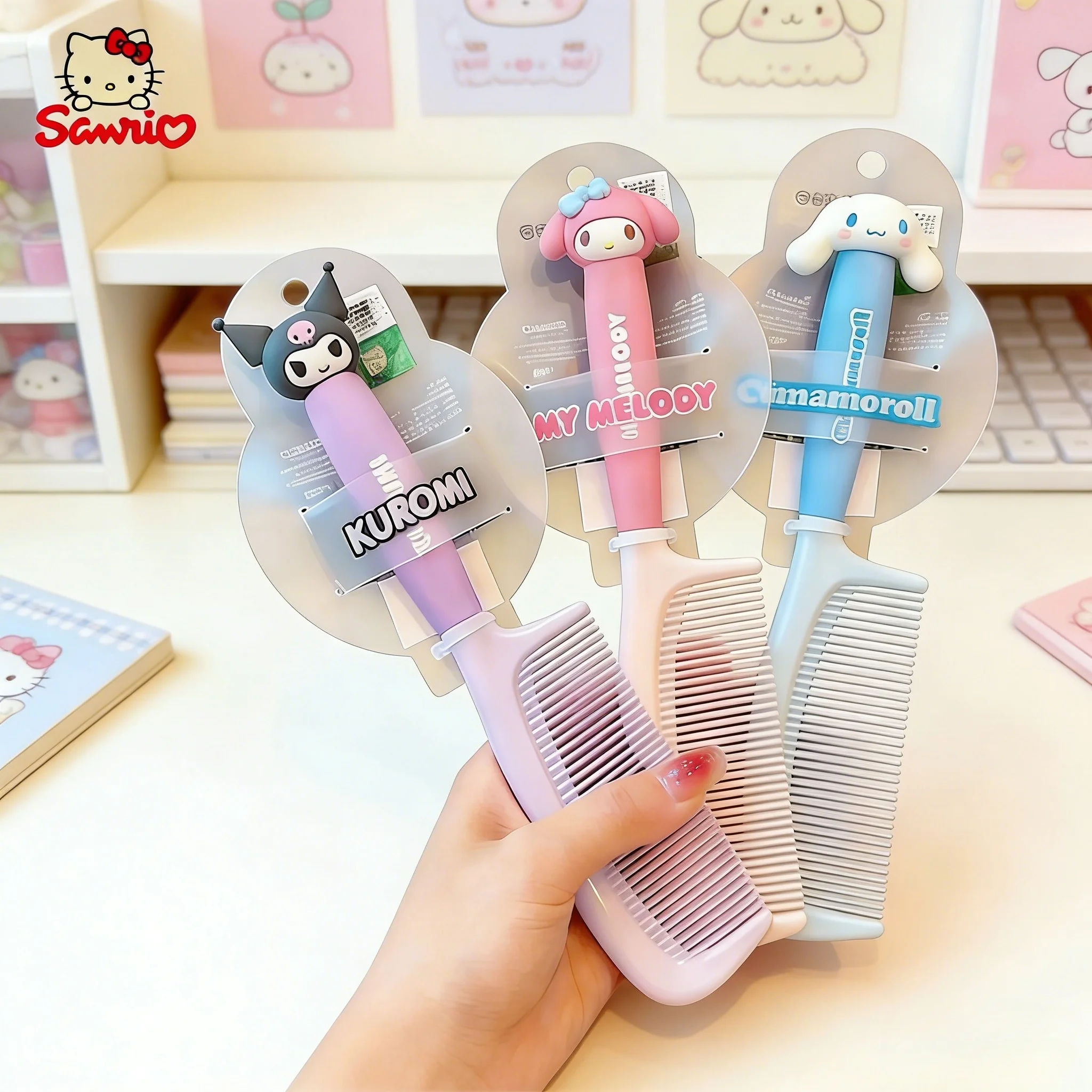 

Новые расчески Sanrio Kuromi 2026: мультяшные расчески Melody и Cinnamoroll, милые антистатические расчески для прямых волос, товары для повседневного использования, подарки для девочек