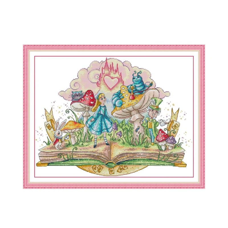 Alice in Wonderland cross stitch kit  14ct 11ct count print canvas hand sew cross-stitching embroidery handmade needlework