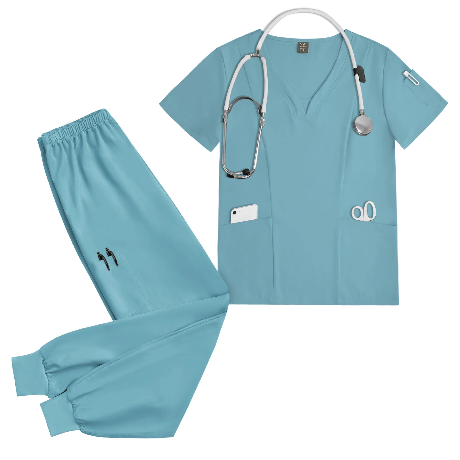 Unisex Doctor Uniforms Hospital Nursing Attire Scrub Top and Pants Sets Comfortable Breathable - view 5