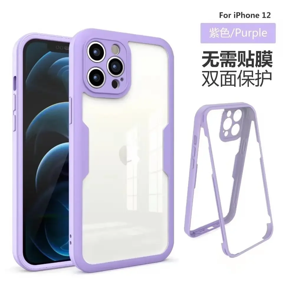 Siêu Mỏng Ốp Lưng Trong Suốt 2 Mặt Bảo Vệ Cho IPhone 11 12 13 Pro Max XS Max XR X Mềm Mại silicone TPU Bao Bọc Toàn Điện Thoại Ốp Lưng