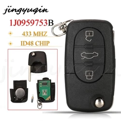 Jingyuqin 1 j0959753b 3BTN zdalny klucz składany Fob 433MHZ ID48 Chip do Volkswagen VW Bora Passat Seat Skoda akcesoria samochodowe