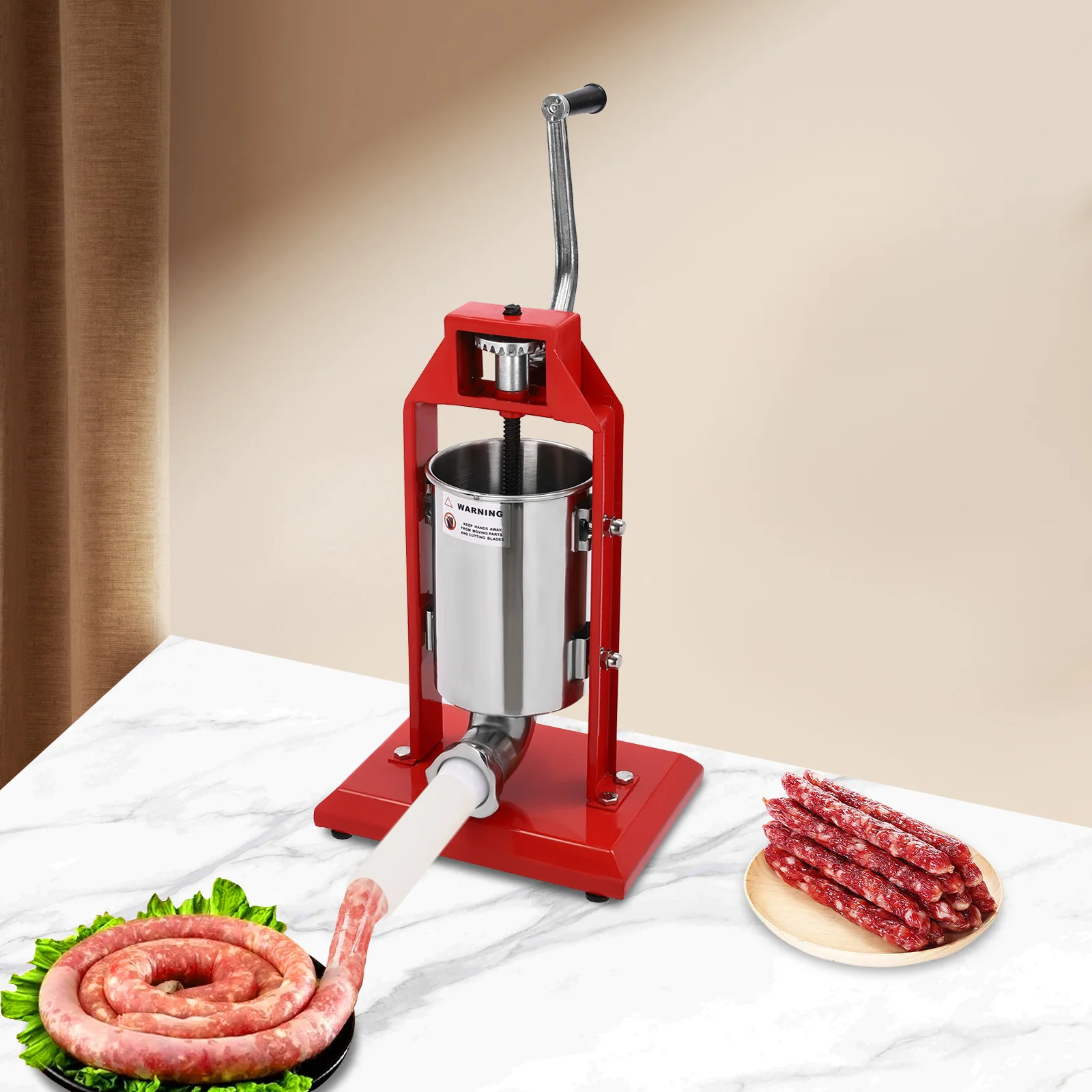 Stainless Steel Sausage Stuffer Machine Hand Crank Making Sausage Maker Filling Meat Sausage Filler 3L/0.79gal