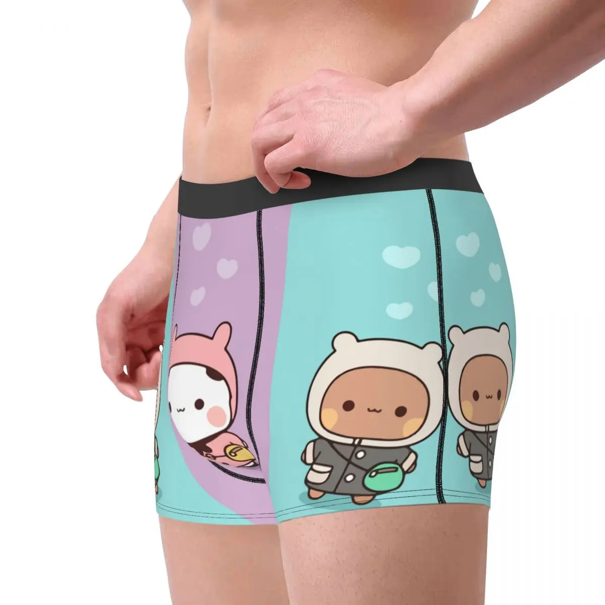 Dudu Bubu Mochi Peach Cat Funny Underwear Men Sexy Print Customized Panda Bear Hug Boxer Shorts Panties