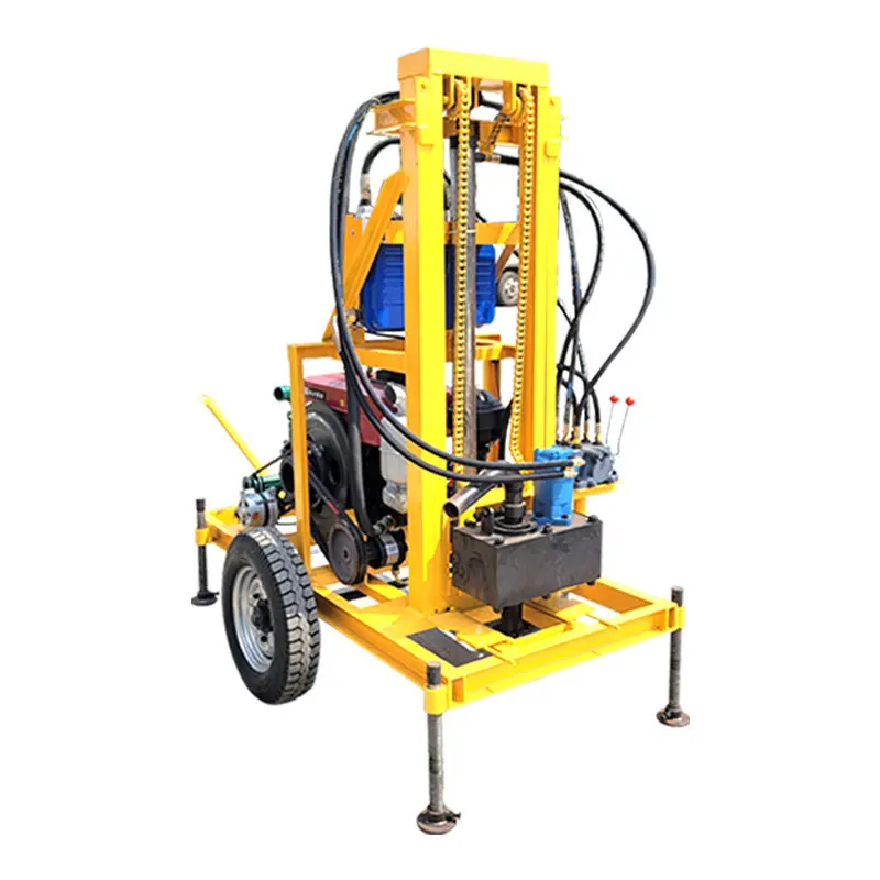 Wheeled Hydraulic Water Well Drilling Rig 200m Farmland Irrigation Diesel Household Drilling Machine Manufacturer Direct Supply