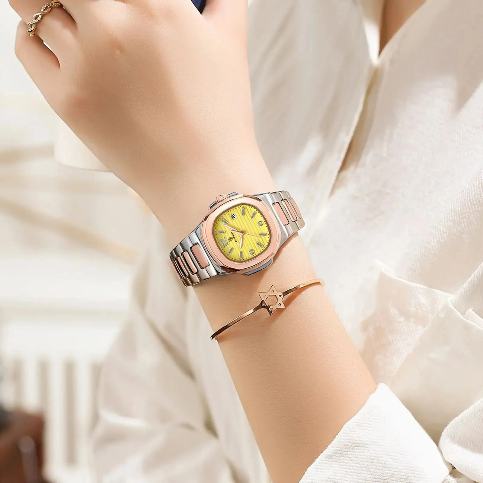 POEDAGAR Luxury Ladies Wristwatch Waterproof Luminous Date Week Women Quartz Watch Stainless Steel Women‘s Watches Female Reloj