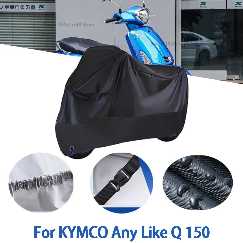 

Полный чехол для мотоцикла KYMCO Any Like Q 150, автомобильный уличный солнцезащитный чехол от пыли и ушей, утолщенный оксфордский чехол, аксессуары