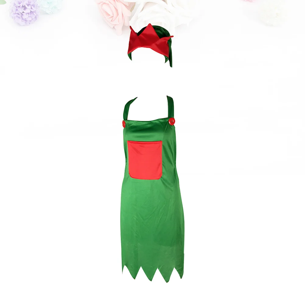 Christmas Themed Apron Hat Set Kitchen Restaurant Servants Dinner Aprons Festive Party Decorations christmas apron