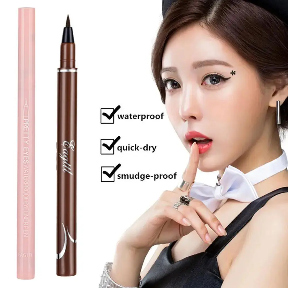 Cool Black snello Eyeliner linee lisce senza Stashes Eyeliner impermeabile a prova di sudore trucco senza sbavature colore uniforme W2M6