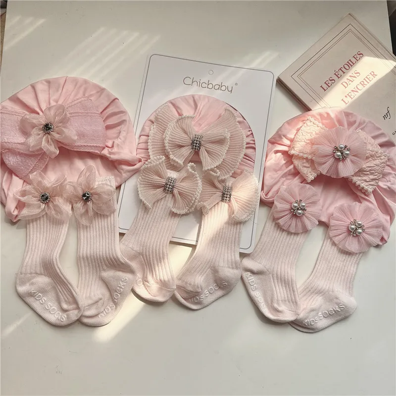 

Baby Lace Flower Hat Socks Set Non-slip Anklet 0-12M Stockings Set