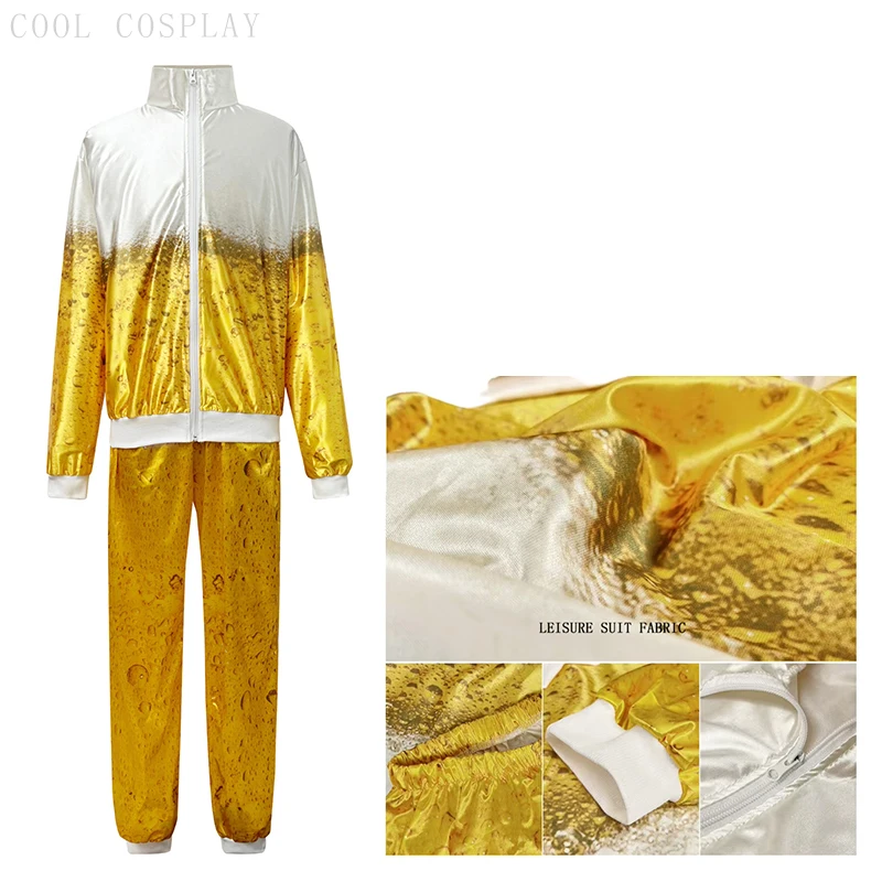 

Men's Women Oktoberfest Suit Bavarian Beer Outfits Adult Role Play Print Yellow Sportswear Beer Party Adult Costumes Tracksuit