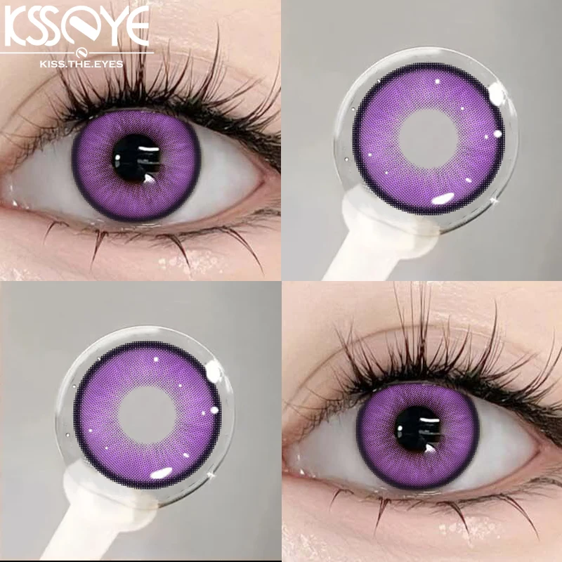 KSSEYE 2Pcs New product  Color Contact Lenses Myopia Degree -0.00 to -8.00 Blue purple green lenses Soft Lens EyeBeauty Pupil ﻿