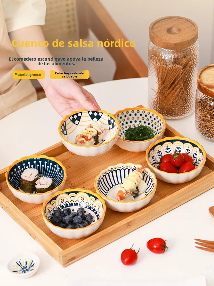 

Luxury Cerc Small Sauce Di for Home Use round ape Soup Bowl Dip Sauce Di Nordic Sle Geometric Pattern Commercial Use