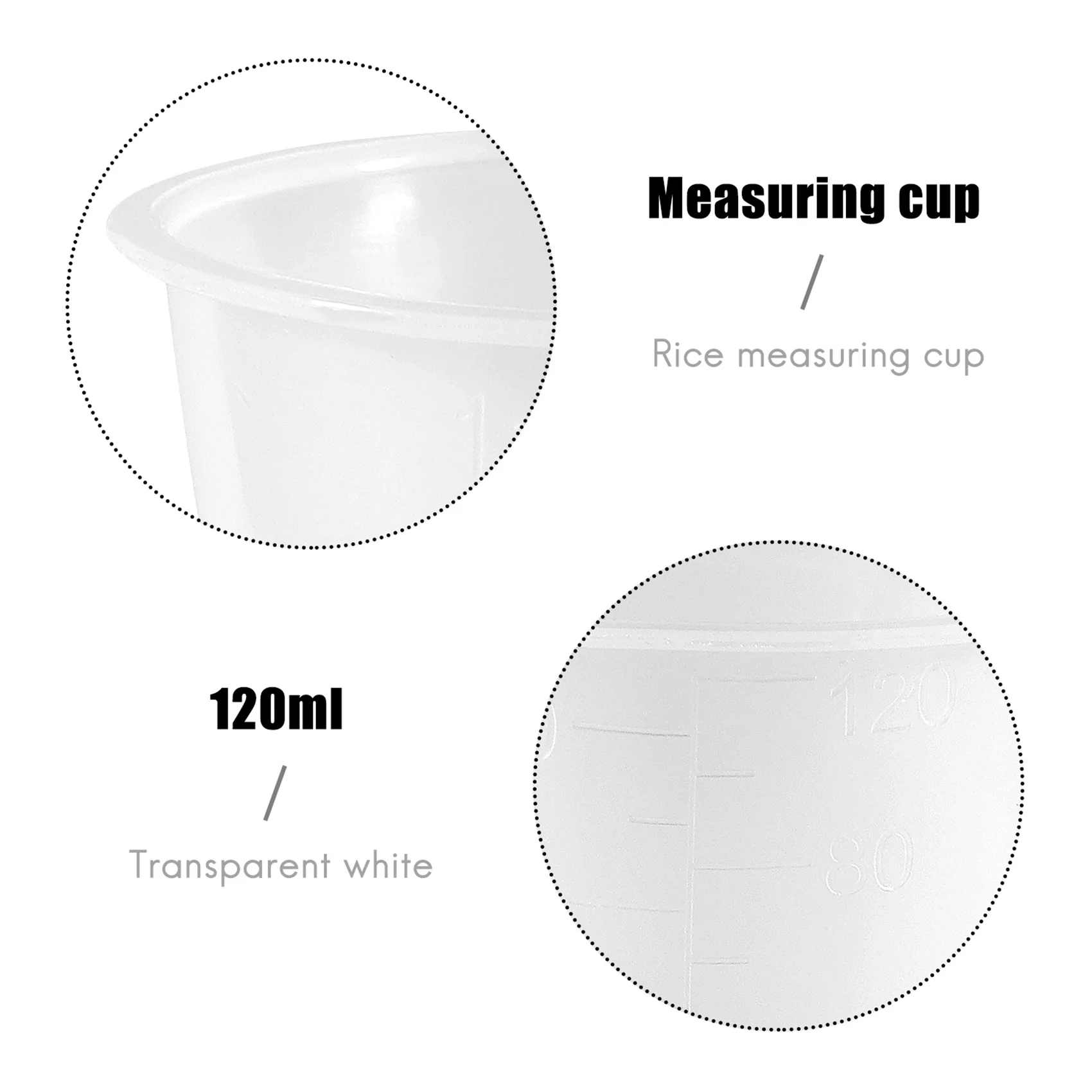 Olla eléctrica de plástico para arroz, taza medidora de 120ml, 2 piezas, color blanco claro