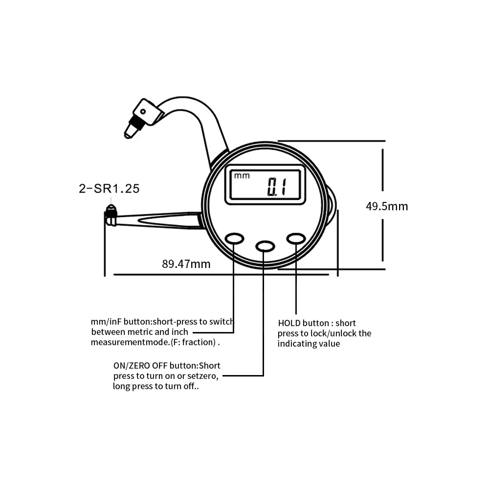 0-25 mm 0.01mm Digital Outside Caliper Thickness Gauge Measurment For Thickness Of Tube/ Steel Plate/ Lens