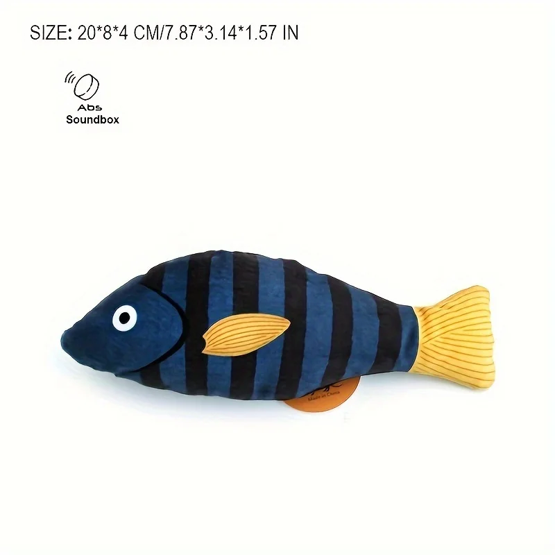 1PC Realistic Fish Cat Toy - Interactive Plush Chew Toy with Sound, Bite-Proof for Cats & Kittens - Stimulates Play