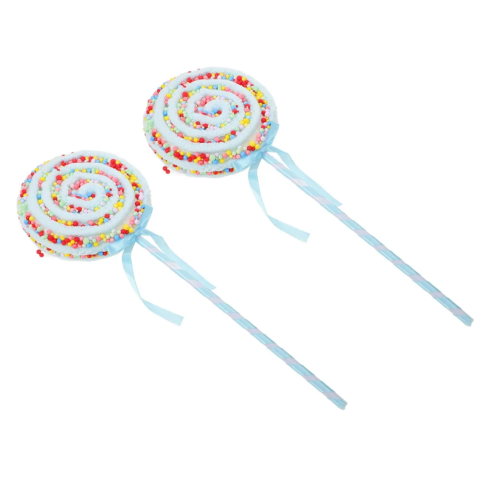 

2 Pcs Lollipop Props Fake Decor Candy Simulation Birthday Party Decoration Decorative Models