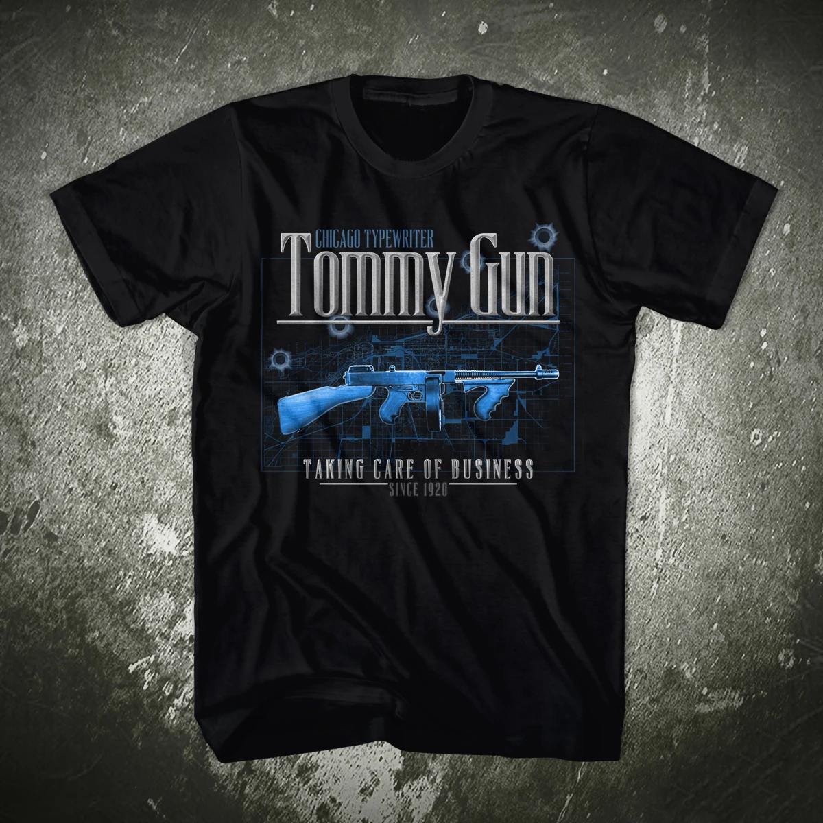 Chicago Typewriter Thompson Submachine Gun T-Shirt 100% Cotton O-Neck Short Sleeve Summer Casual Mens T-shirt Streetwear