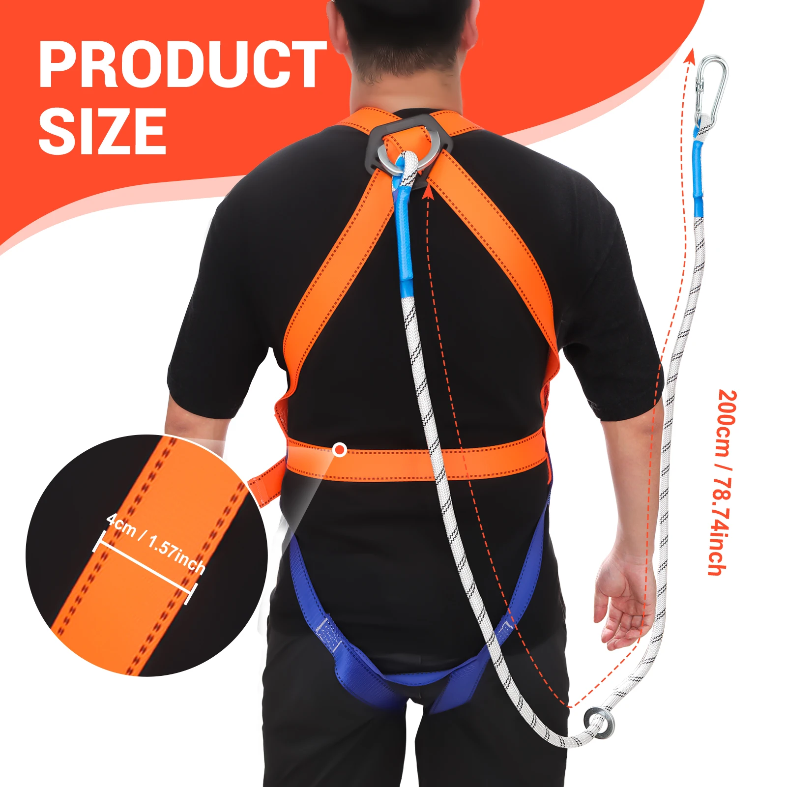 Safety Roofing Harness with Hook Fall  Durable Polyester Fibre Material for Hiking Camping Adventure Tool