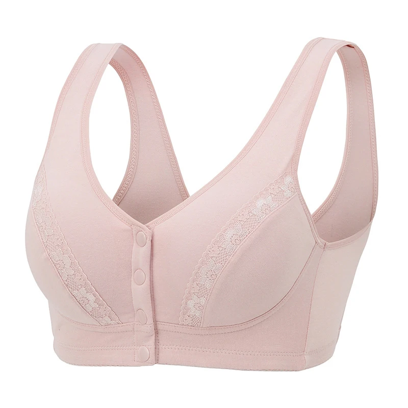 1Pc Women Convenient Front Buckle Bras Solid Color Cotton Wire Free Floral Closure Underwear Ladies Fitness Top Yoga Bras