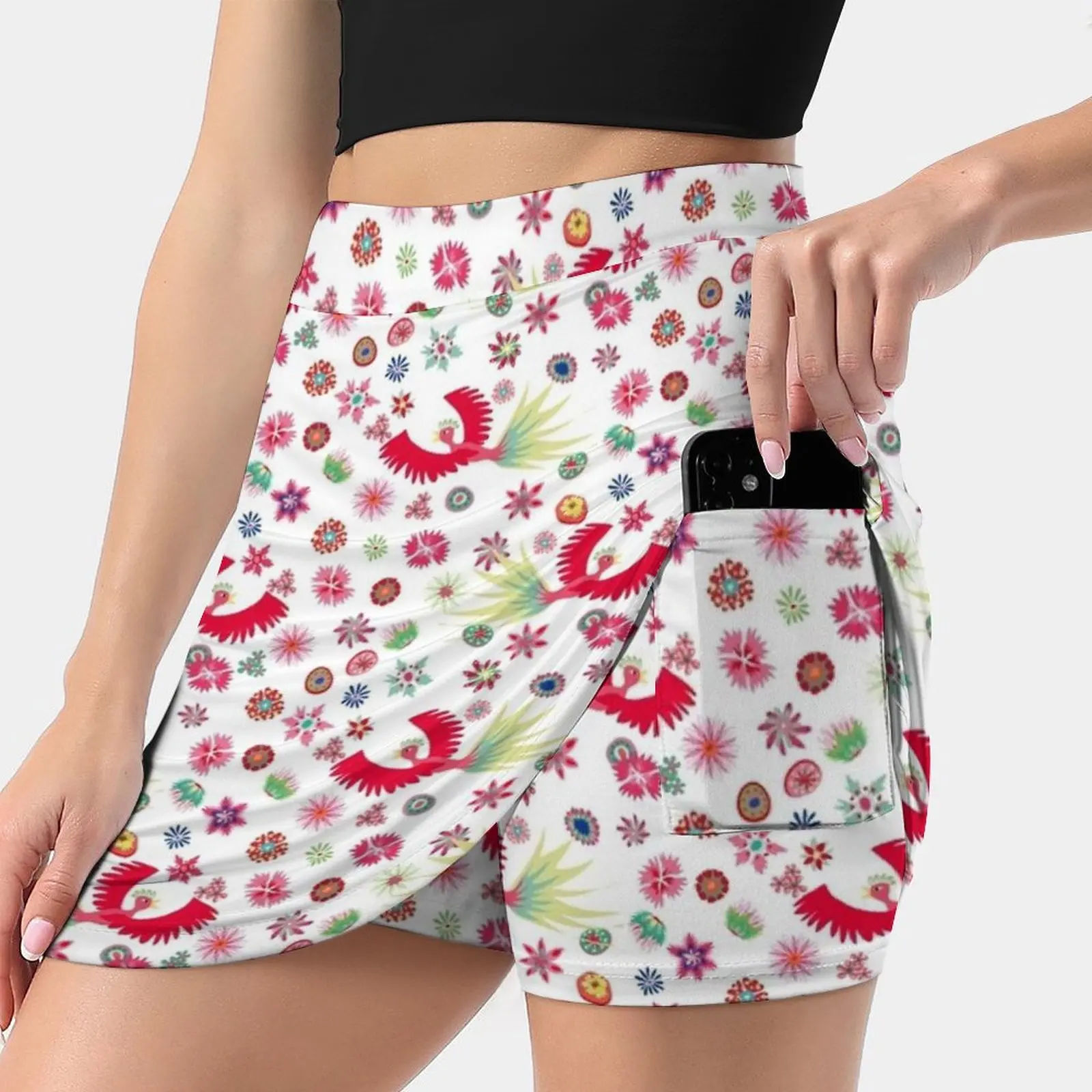 

Boho Women's skirt Sport Skort Skirt With Pocket Fashion Korean Style Skirt 4Xl Skirts Flowers Floral Bird Birds Bohemia Boho