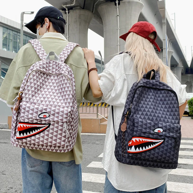 New Men's Trendy Shark Print Backpack - Lightweight Travel Laptop Bag, Student Bookbag