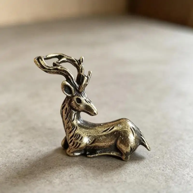 Retro-Bronze-Sika-Hirsch-Ornamente, Mikrolandschaft, Schreibtisch-Deko, antikes Wohnaccessoire, Geschenk – Detail 7