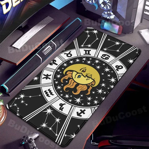 Imagen 2 del producto Alfombrilla de escritorio para ordenador XXL, teclado artístico rosa, alfombrilla para ratón con espacio lunar, alfombrilla para mesa de ordenador portátil, alfombrilla para ratón de escritorio suave antideslizante de goma de 900x400mm