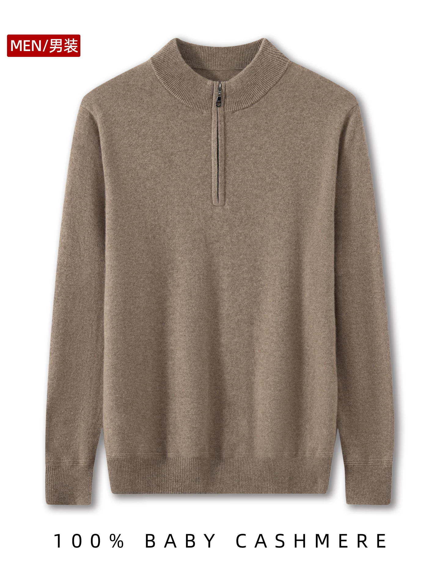 TLOML Men‘s 100% Baby Cashmere Sweater Zipper Mock Neck Pullover Autumn Winter Cashmere Knit Soft Smart Casual High Quality Tops