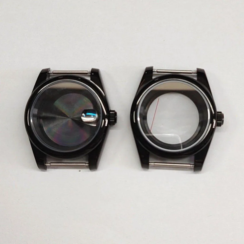 36/39mm Watch Case for NH35/36 Movement PVD Black Oyster Perpetual R-Ring Stainless Steel Case Accessories